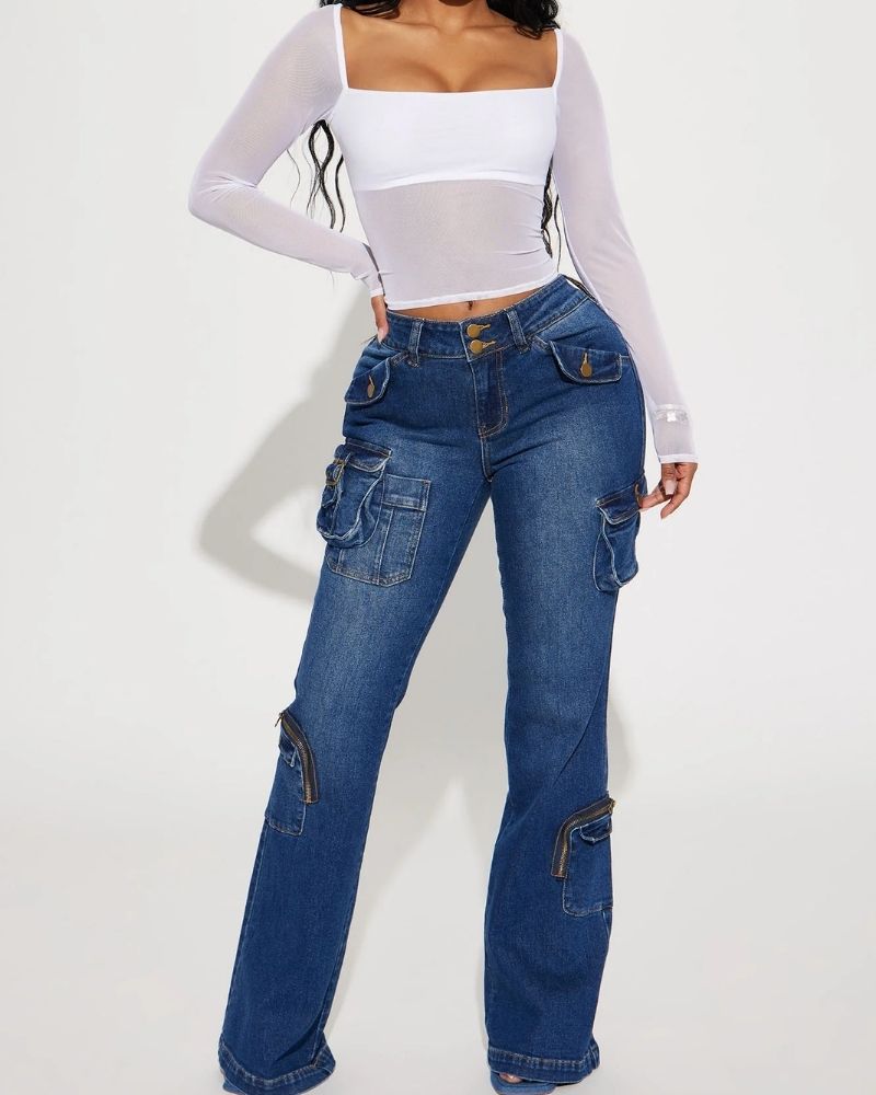 Cut To It Cargo Stretch Flare Jeans