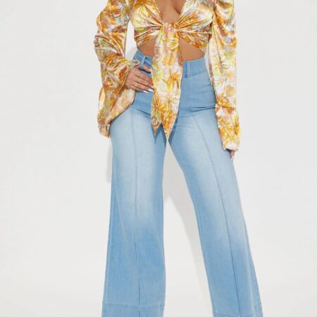 Golden Hour Pintuck High Rise Wide Leg Jeans