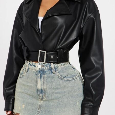 My Best Behavior Faux Leather Cropped Jacket