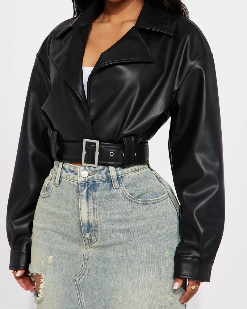 My Best Behavior Faux Leather Cropped Jacket