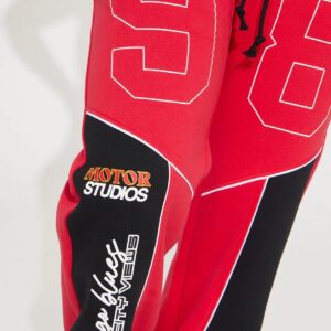 Red hood joggers